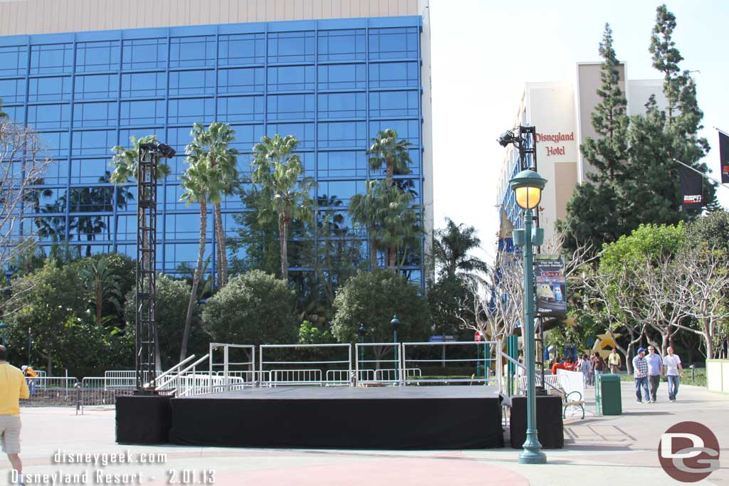 A temporary stage set up closer to where the ice rink was.