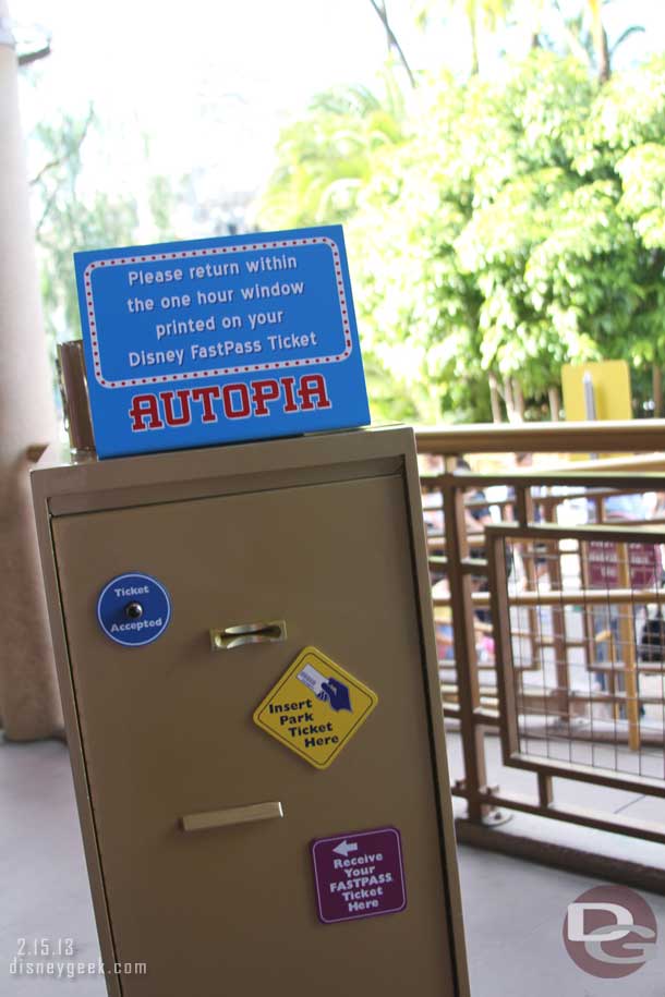 A pass through Tomorrowland and the Fastpass machines there.