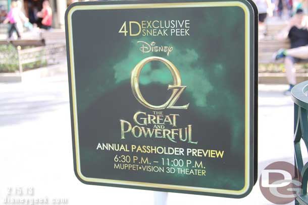 They announced an Annual Passholder Preview for the Oz sneak peek this evening.  It was on the AP website and there were signs in the park.