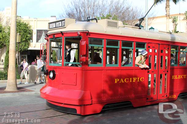 The Red Car News Boys arriving in Carthay Circle for a performance.