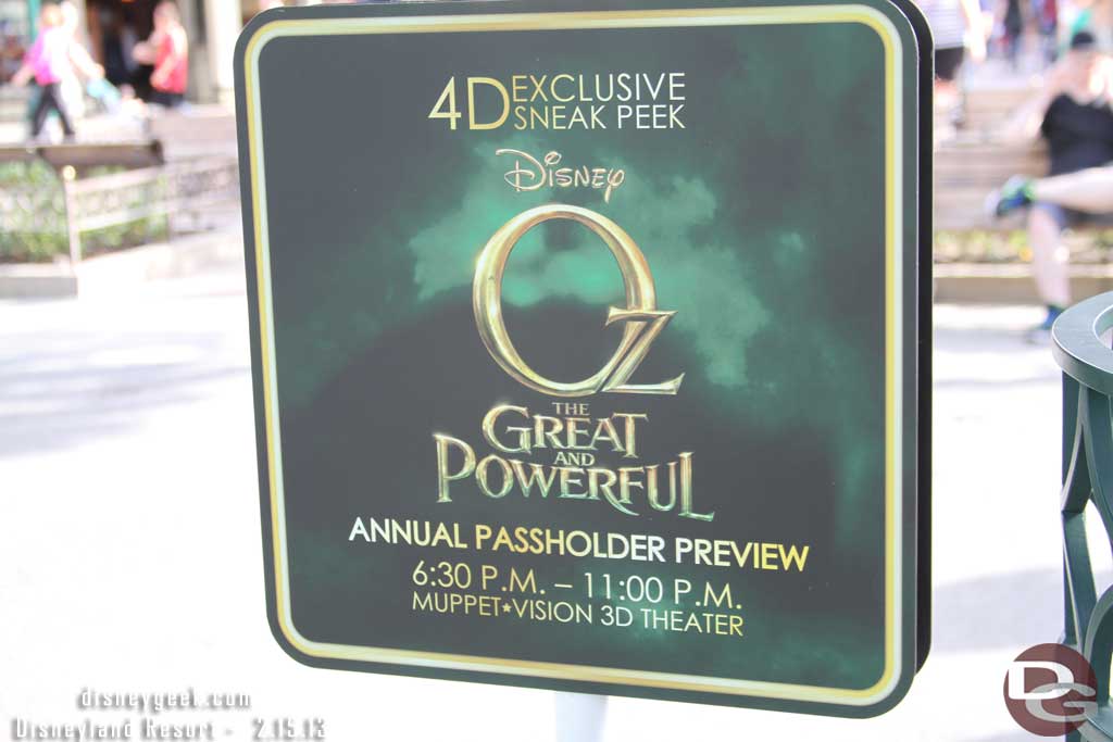 They announced an Annual Passholder Preview for the Oz sneak peek this evening.  It was on the AP website and there were signs in the park.