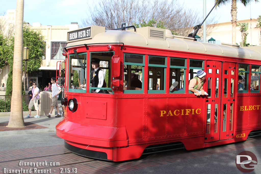 The Red Car News Boys arriving in Carthay Circle for a performance.