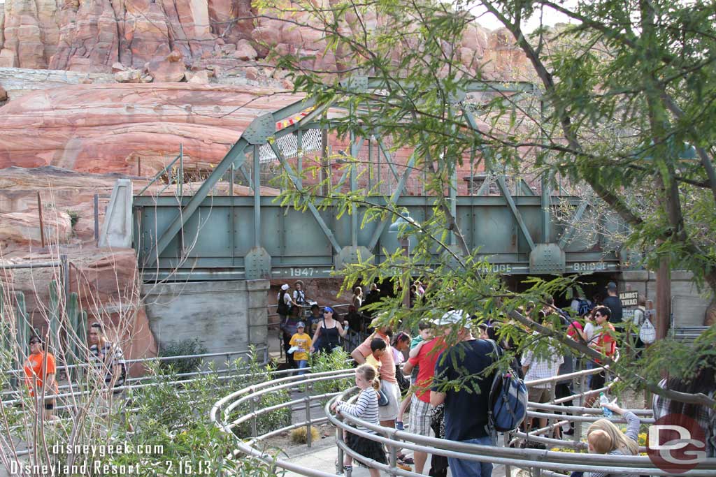 Walked by the Racers and noticed the Fastpass return line was backed up.  Only a 90 minute standby wait.