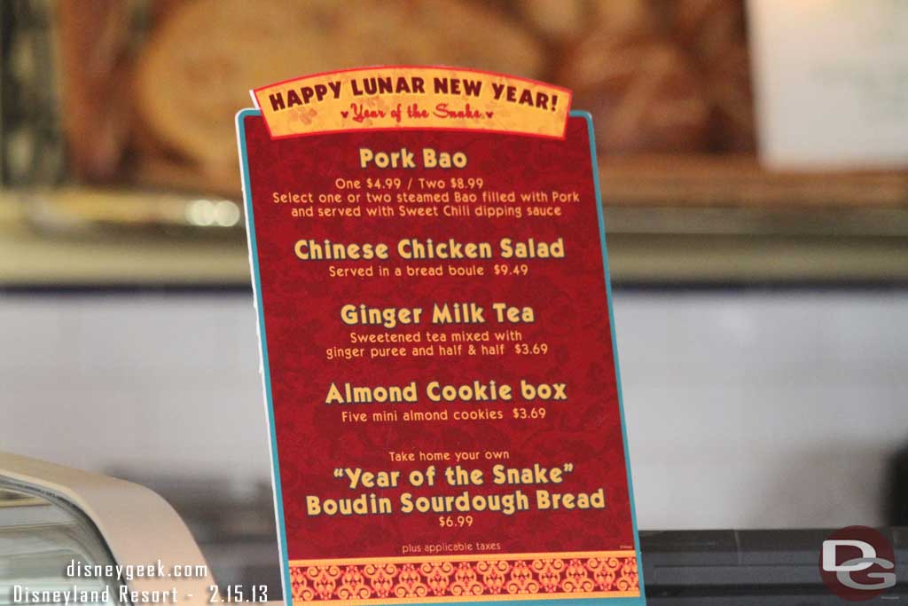 The Lunar New Year menu was still available.