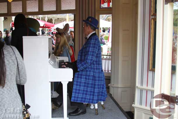 Due to the weather the piano was moved inside.