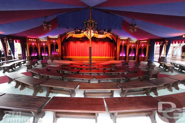 A look at the empty theater.  Notice the dance floor is still there and the benches can easily be removed.