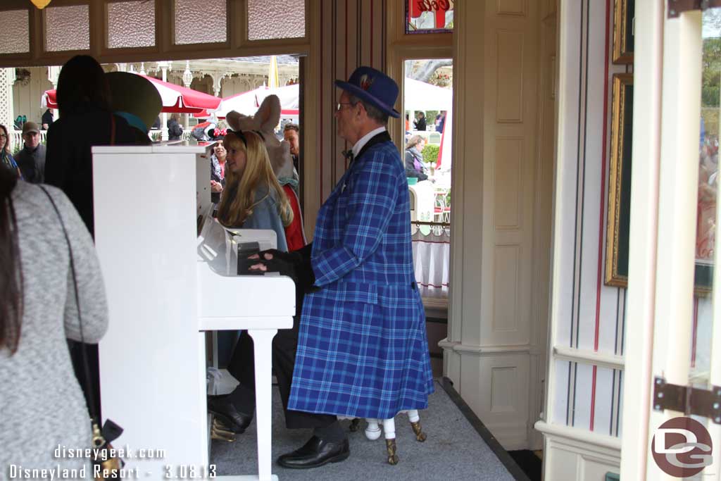 Due to the weather the piano was moved inside.