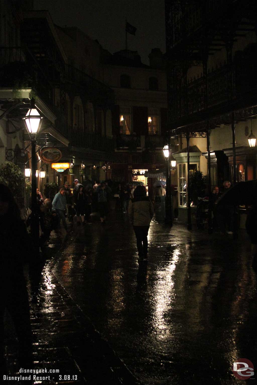 While onboard the train the rain started to fall.  I know hard to tell in this picture of New Orleans Square..