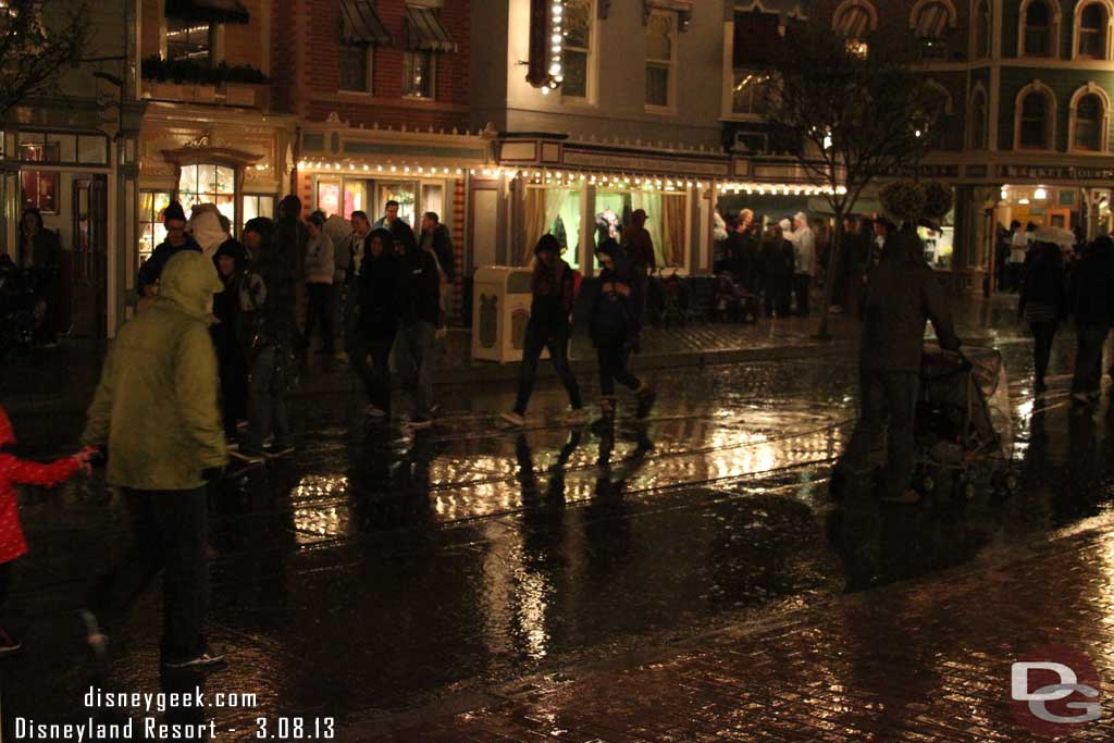 Main Street had a steady stream of guests heading for the exits.