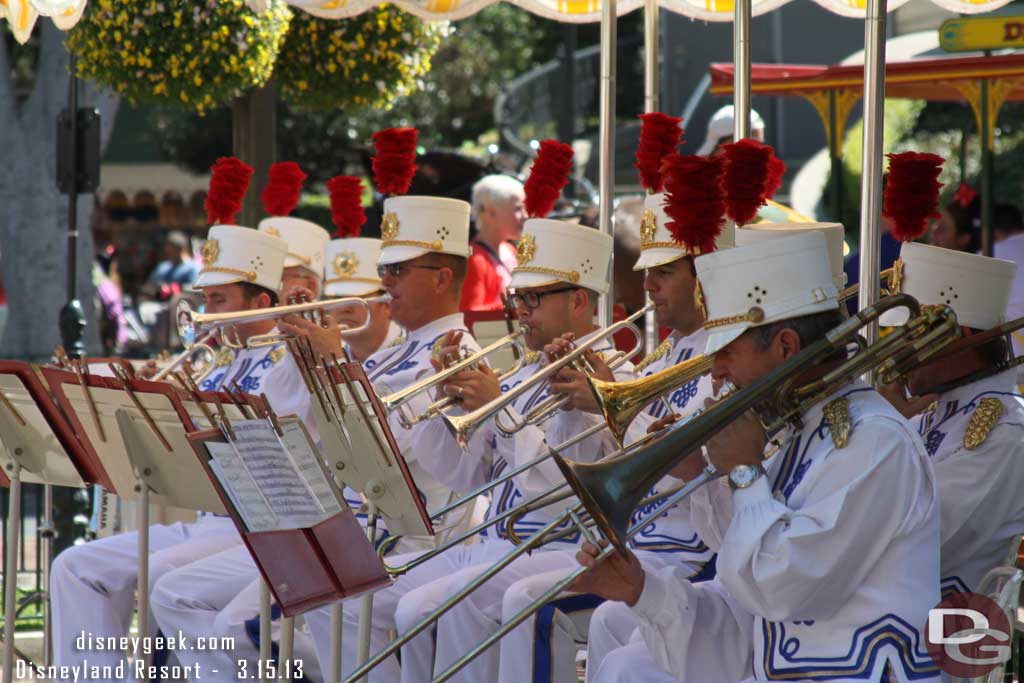 The Disneyland Band in Town Square for a concert.