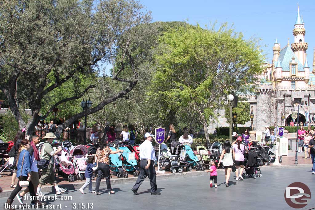 The primary stroller parking for Fantasy Faire is in the hub.