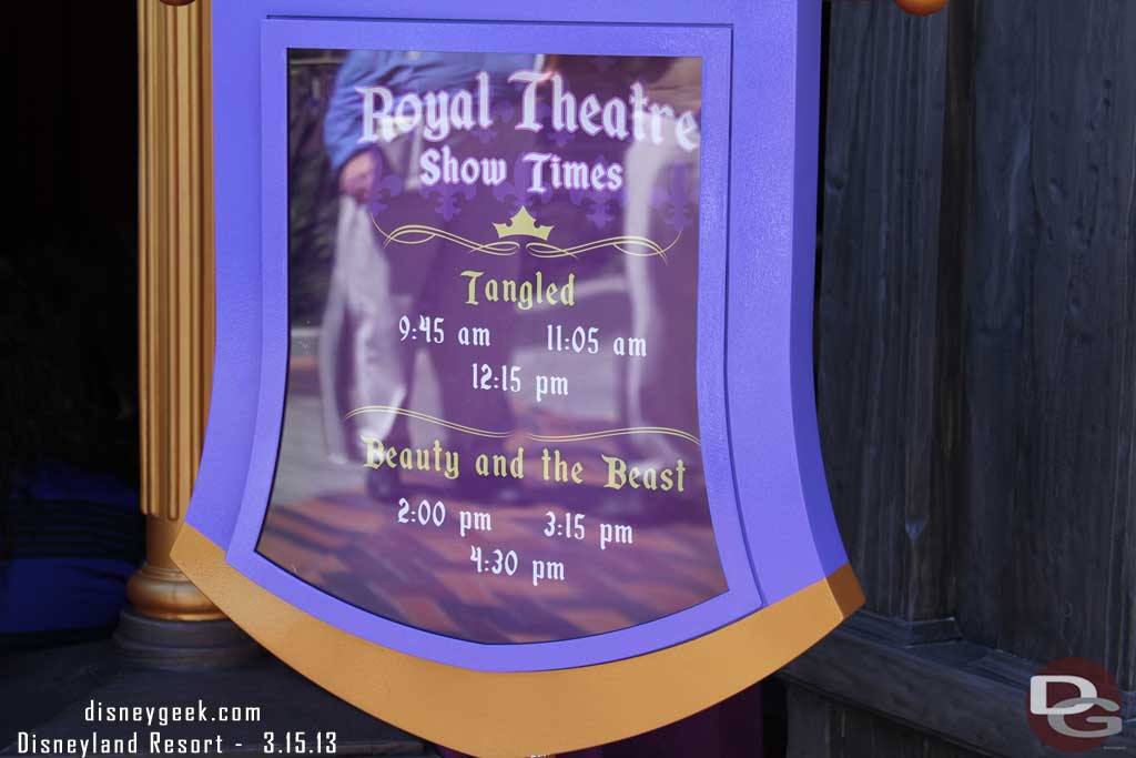 Show times are now posted by the Royal Theatre...  