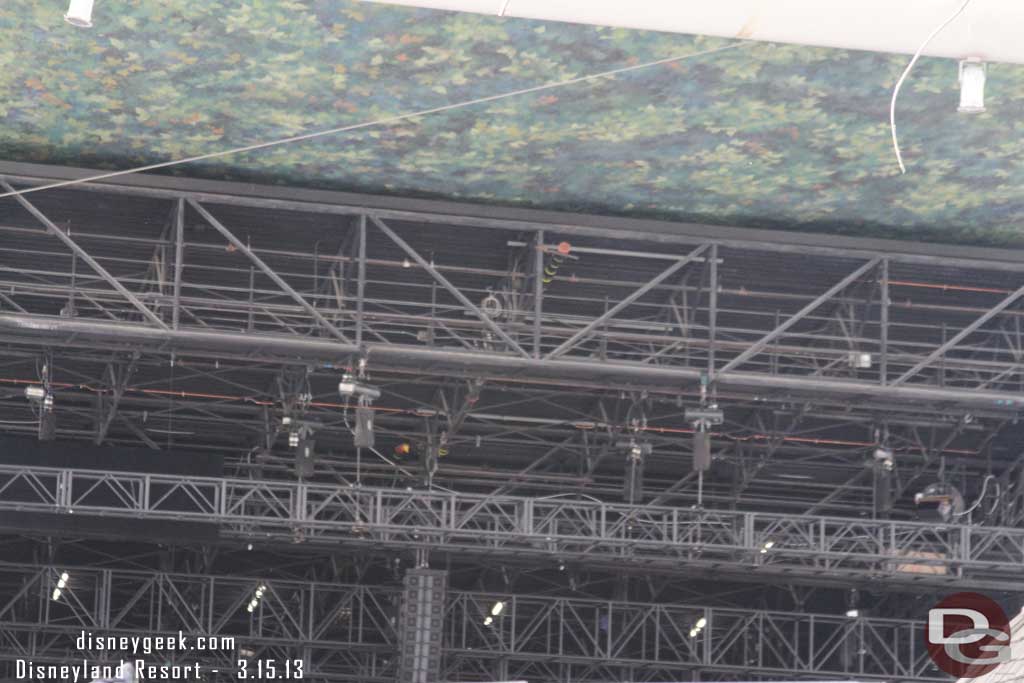 Lights were on and looked like they may have been working with some of the rigging.