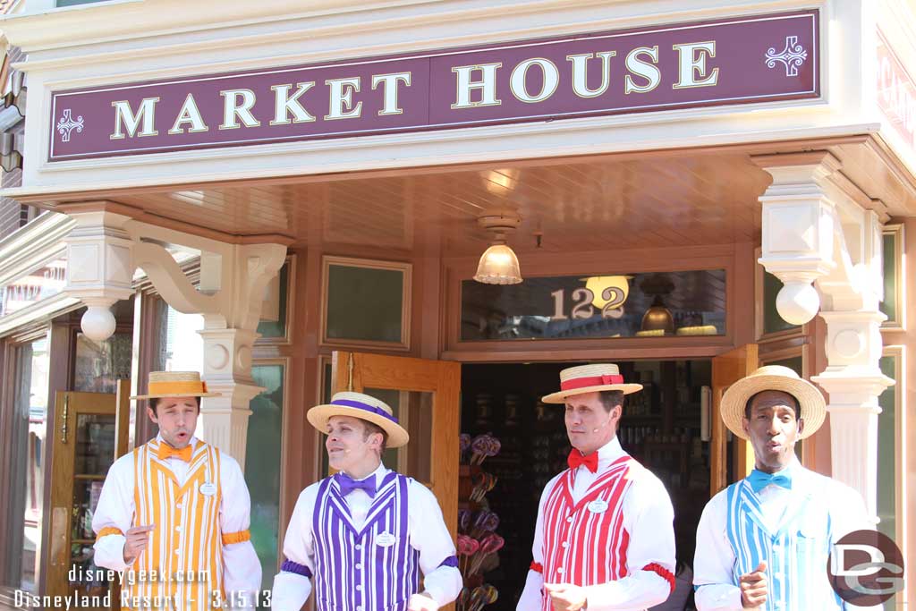 The Dapper Dans performing by the Market House.  Surprised no work has begun on making it a Starbucks yet.