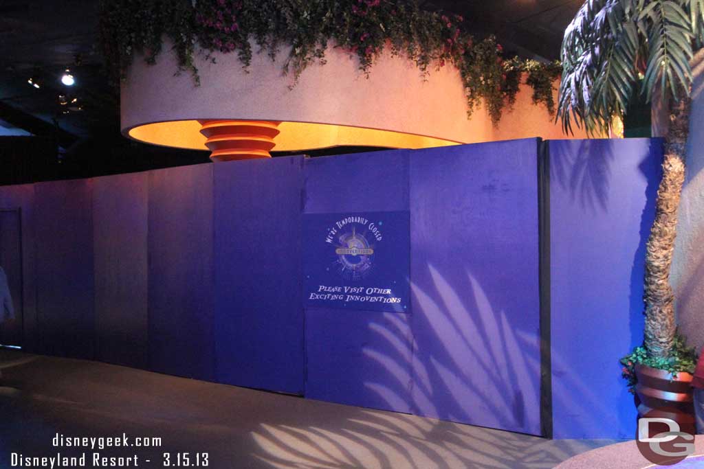 Walls up around the big empty area where the Honda cars were parked (and where once upon a time the Segways were)