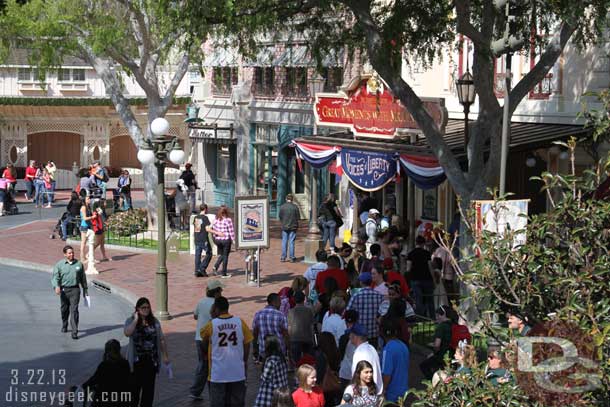 A long line for a character on Main Street, I could not see who was down there.