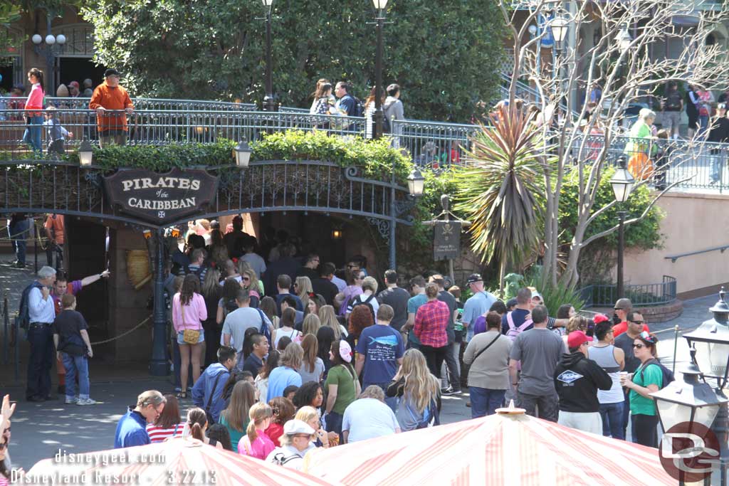 A mass of guests funneling into Pirates.