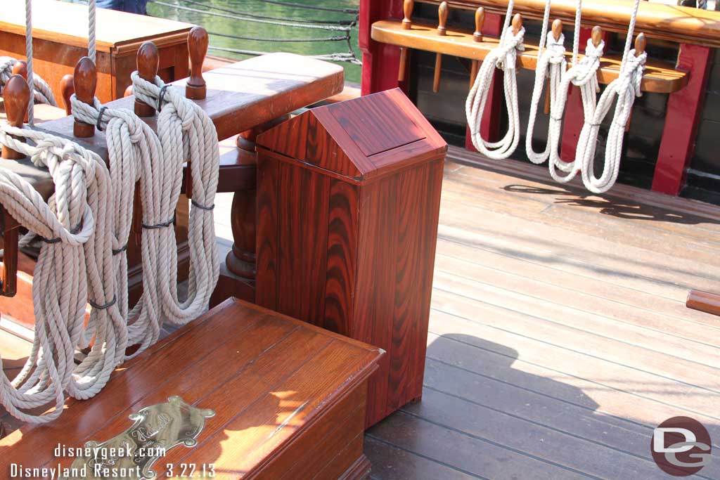 Looks like they refinished the trash can on the Columbia recently.  It looked rather clean.