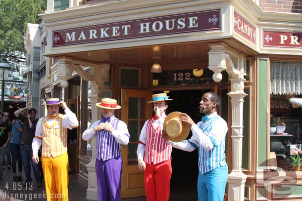 The Dapper Dans of Disneyland performing on Main Street USA