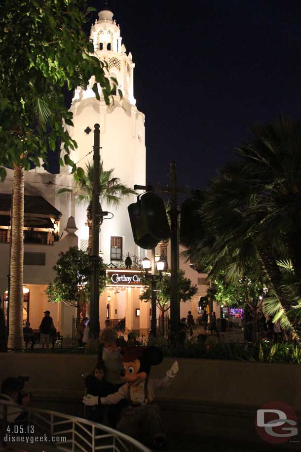 Buena Vista Street.  The Carthay with Mickey in front.