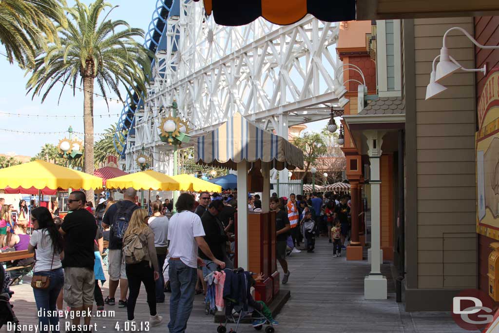 I saw this line and first thought was wow Toy Story is backed up.  As I continued on though the issue was the attraction was down so the queue was clear and this was the line waiting for them to reopen the queue.