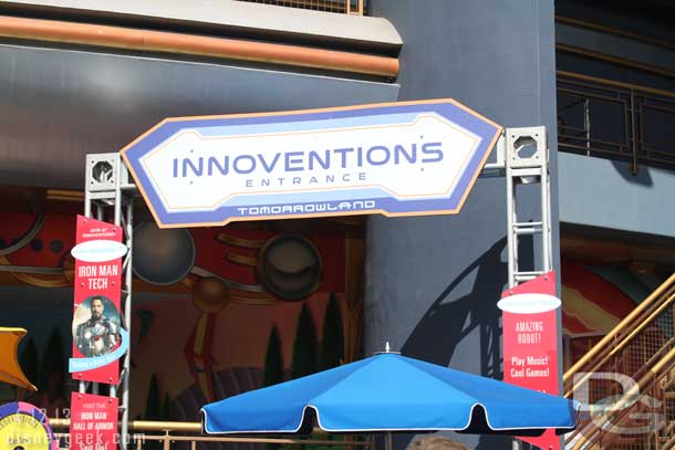 Innoventions has signage up for the Iron Man Tech exhibit.