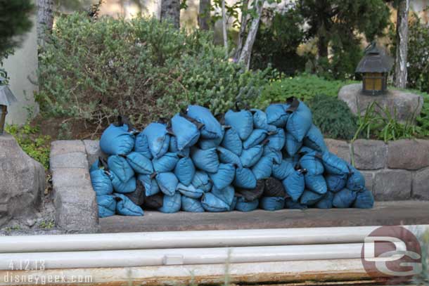 Sandbags out near the Matterhorn.  They are closing down one side at a time for some testing in the near future.