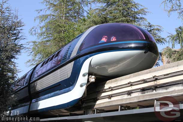 Monorail Blue cruising overhead.