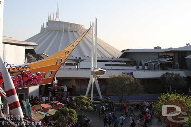 Space Mountain had a posted 25 minute wait only.  So Innoventions was longer.