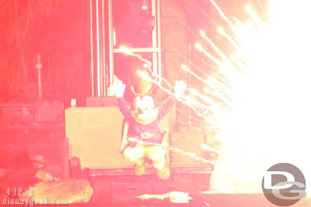 Too bad this is over exposed.. but almost looks like Mickey is leaping away from the explosion.