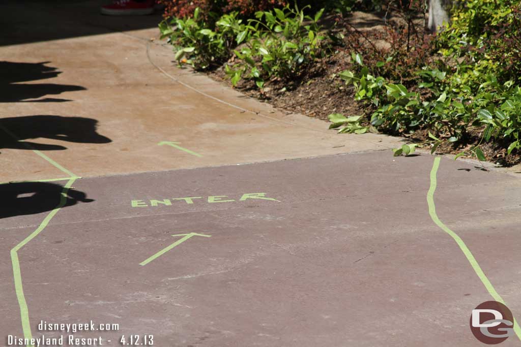 The queues were marked off with tape on the ground.