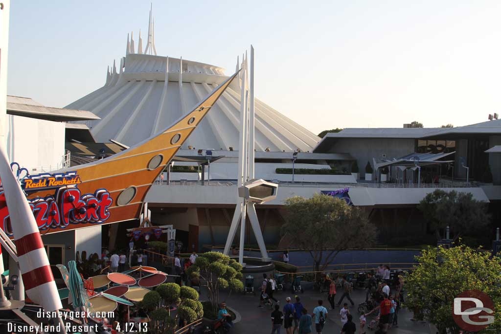 Space Mountain had a posted 25 minute wait only.  So Innoventions was longer.