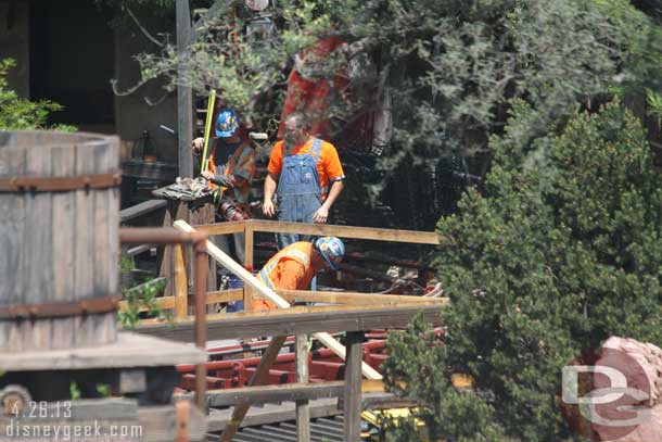 A crew working near the track switch.