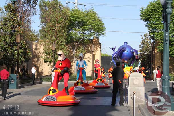 The Monsters Unit is out of service since it is being tweaked to promote Monsters University.  So the Incredibles lead off the parade.