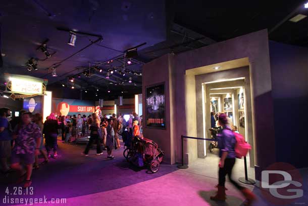 They switched the guest flow at the Iron Man exhibit. If you want to do the suit up experience they had the queue going through what was being used as the exit the first night.