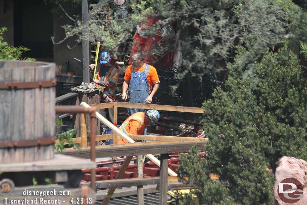 A crew working near the track switch.