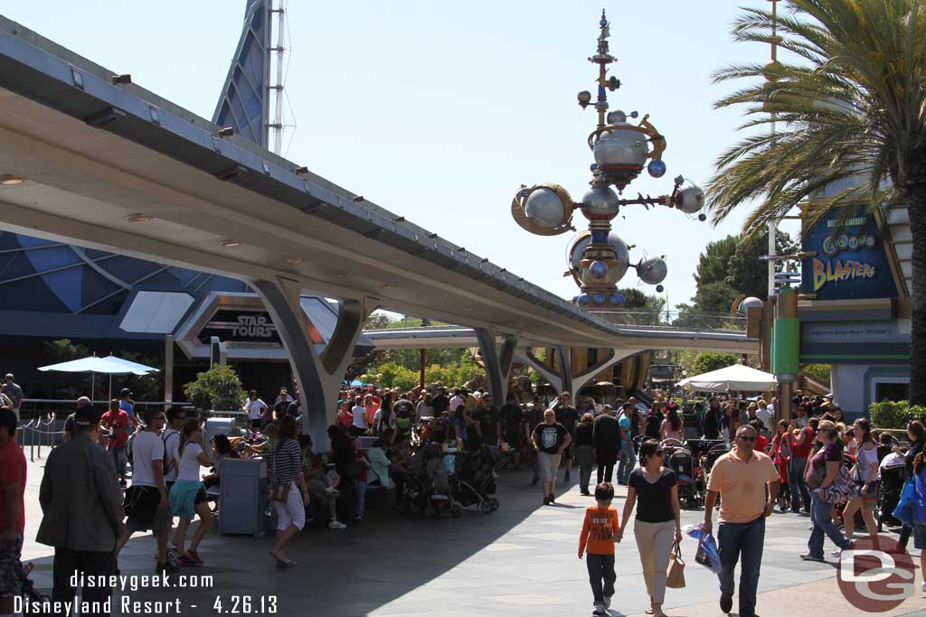 Tomorrowland was not as jammed up as usual.  Both the Subs and Space Mountain were closed today.