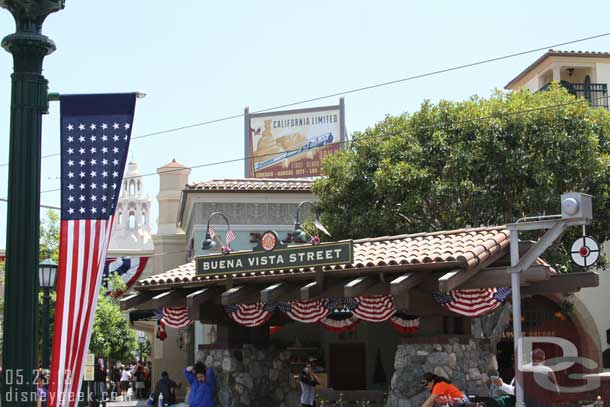 Buena Vista Street is decked out for Memorial Day Weekend.
