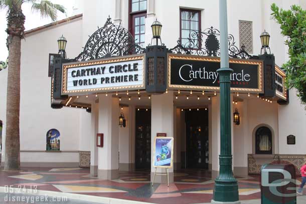 Over at the Carthay a sign for the Monsters Inc screenings this evening.