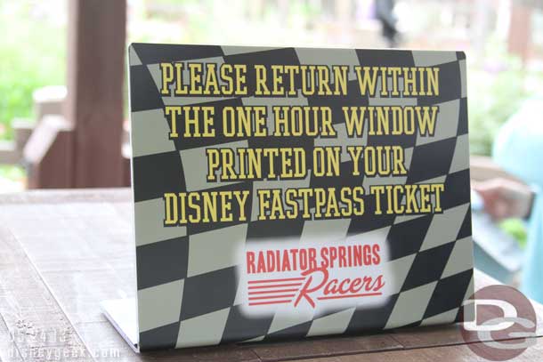 The Racers fastpass sign.. I had not seen this since I am rarely at the park for opening.