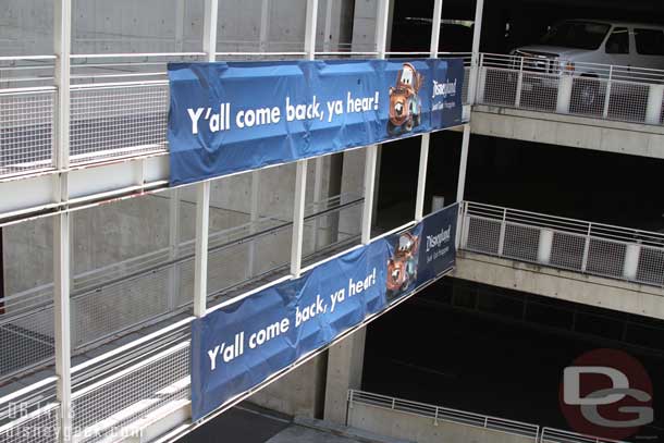 Kind of different... two of the same banner as you leave the Mickey and Friends garage.. usually there is only one banner.  Wonder why they are the same and double.