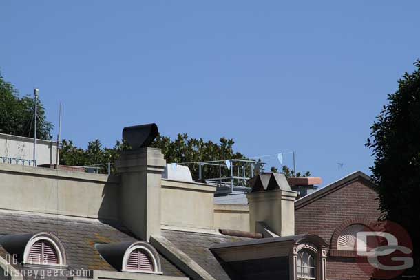 Some safety lines on the rooftops.