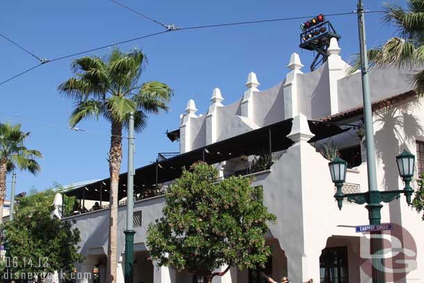 The sun shades on the upper level of the Carthay appear to be completed.