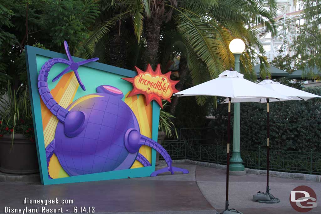 For Fathers Day there is an Incredibles Limited Time Magic event going on.  From 10am to 6pm you can have your picture taken in front of this backdrop.  
