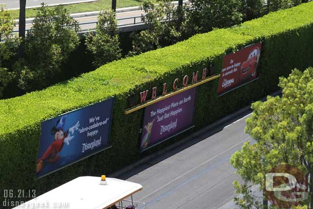 Arrived at the Disneyland Resort just after lunch.  Surprised the billboards at the Mickey and Friends tram stop have not been updated for the summer.