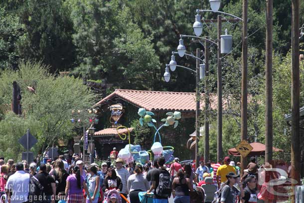 Thanks to the Pixar Play Parade going by and drawing some guests off the street.