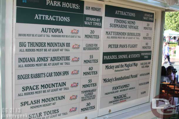 The wait times just before 6:00pm