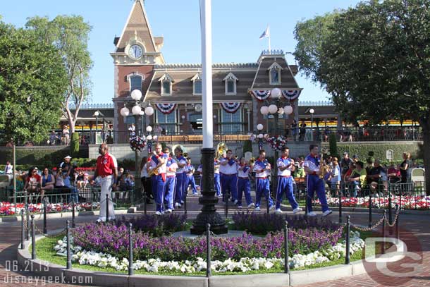 Time for the nightly flag retreat which features the All-American College Band during the summer.