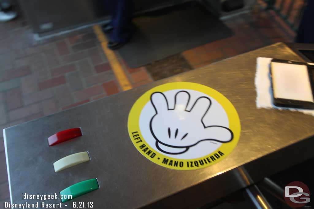 On the way out of the park noticed these new signs on the turn stiles to help people know what to do to get their hand stamped.  It really did not seem to speed things up at all.