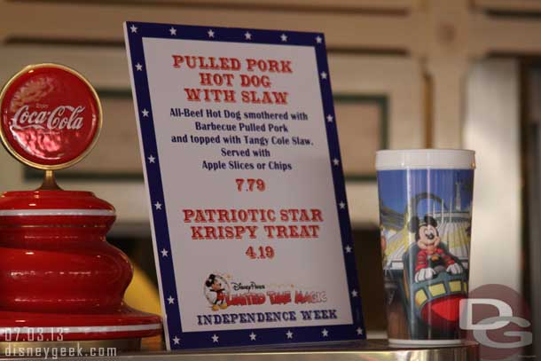 Refreshment Corner had a new menu item for Independence Week.